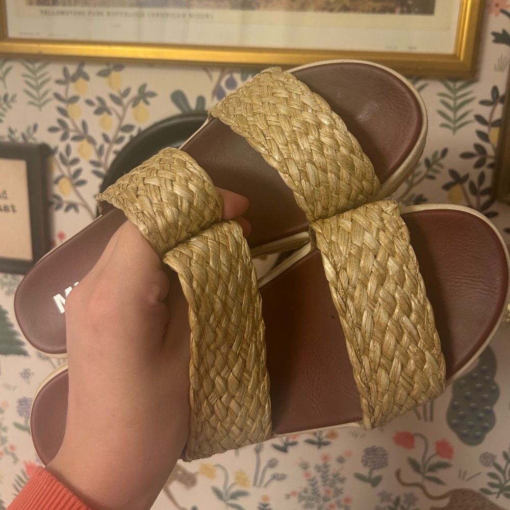 MIA Woven Tan Slide Sandals